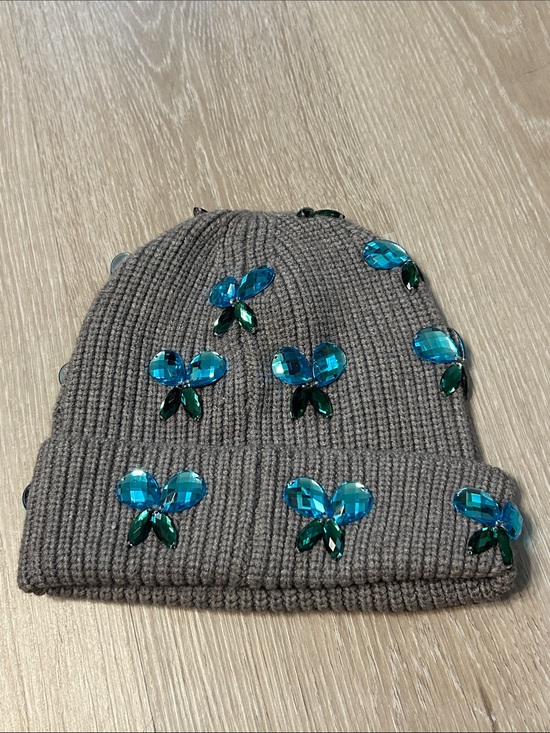 Lele Sadoughi Embellished Knit Beanie w Gem Flowers main image 4